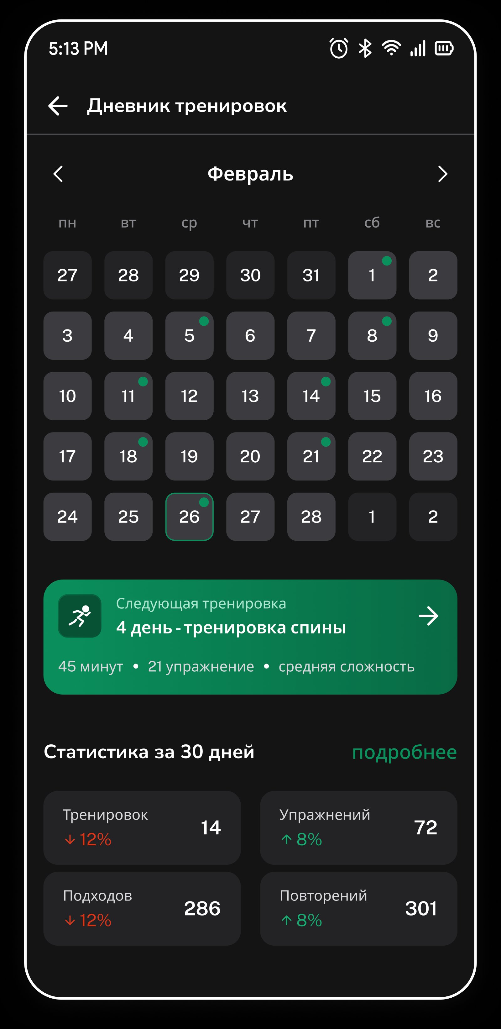 Дневник тренировок